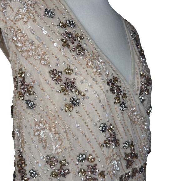 NWT MAC DUGGAL Embellished Wrap Over Cap Sleeve A-Line Gown 93575 Size 22 - Picture 7 of 12